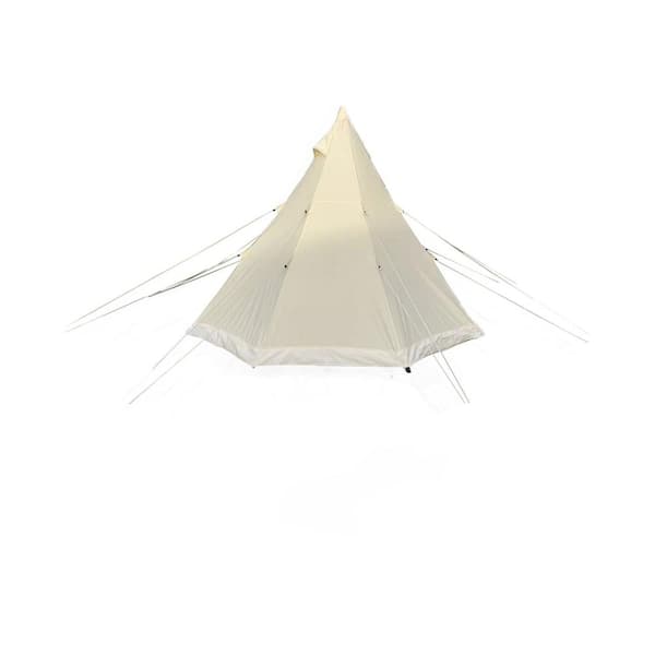 9.8 ft. x 9.8 ft. 4-Season White Glamping Tent with Aluminum Pole
