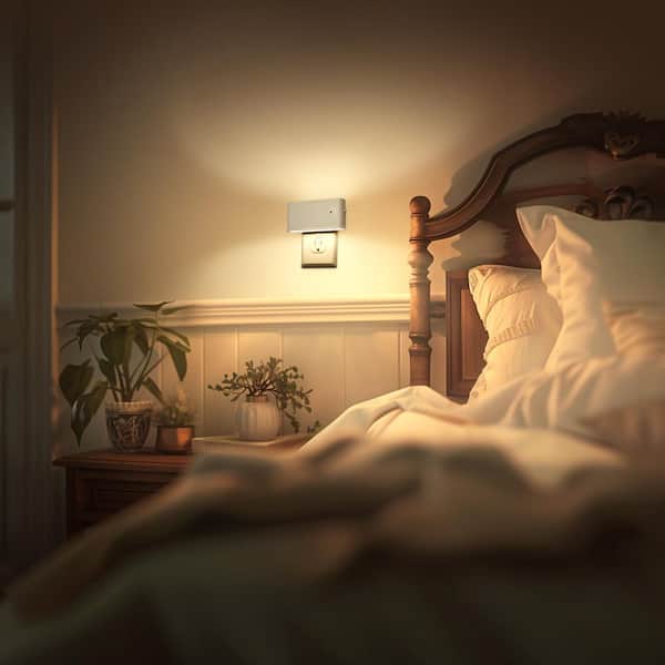 6-Pack 1-W Plug-In Night Light Horizontal Wall Lamp White Finish Warm 3000K Sliding Dimmer 0%-100%