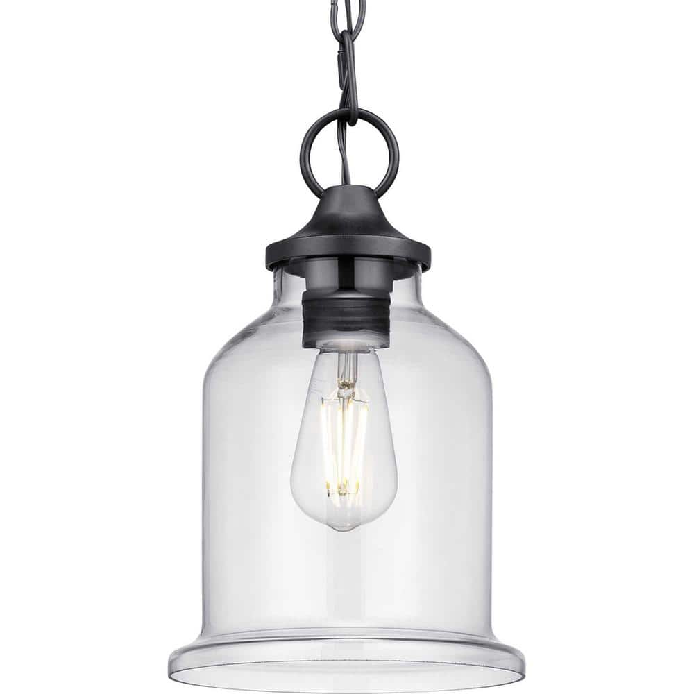 Progress Lighting Lindberry 1-Light Textured Black Outdoor Pendant