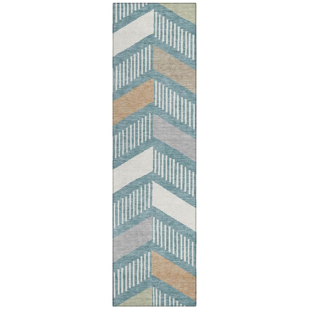 Chantille Machine Washable Indoor/Outdoor Abstract ACN2911 Teal 2 ft. x 7 ft. Runner Rug price history on PriceWatchPro