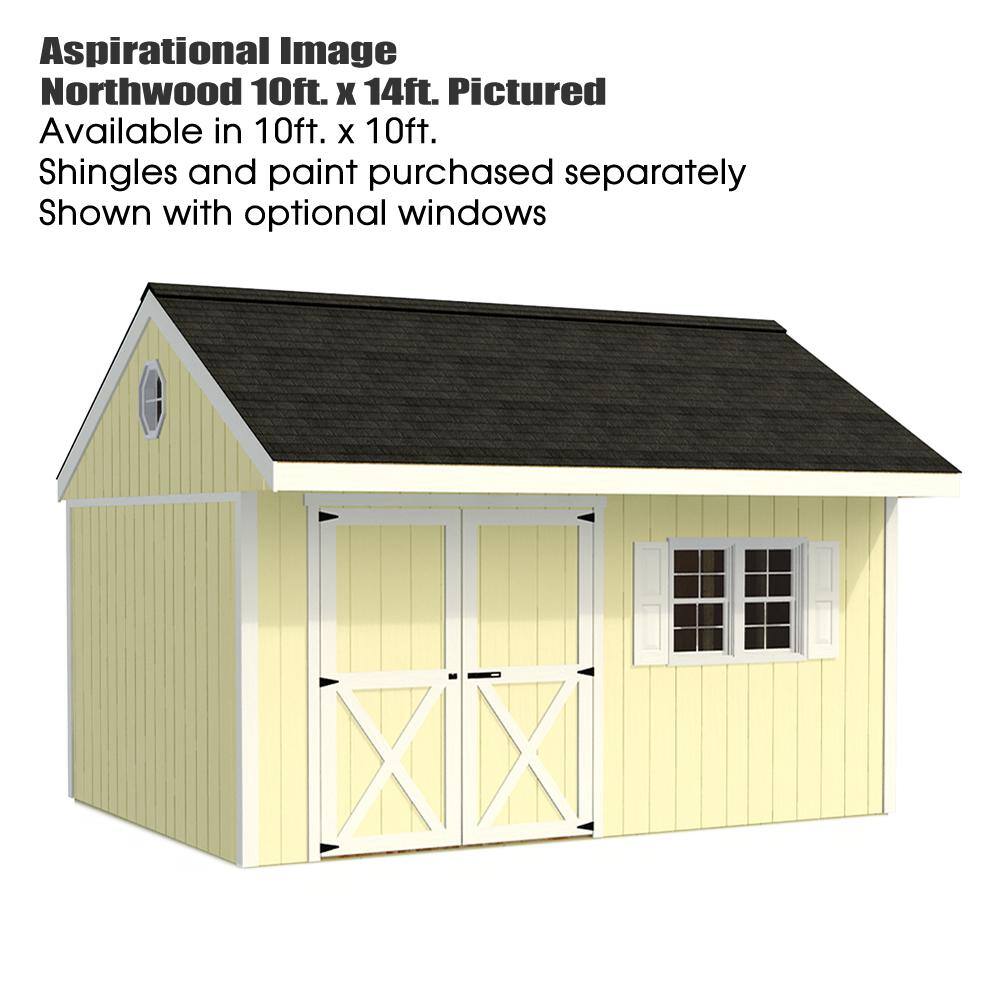 Northwood 10' x 14' Brown Wood Storage Shed Kit with Windows