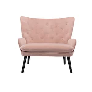 40.16 in. Pink Polyester 2-Seater Loveseat With High Tufted Back