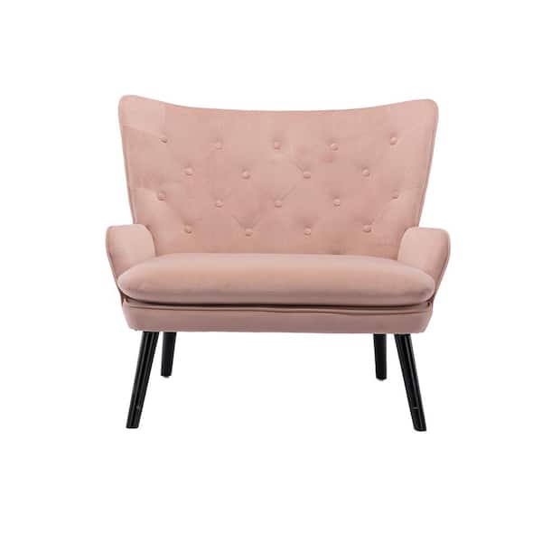 Unbranded 40 in. Pink High Tufted Back Polyester 2-Seat Loveseat