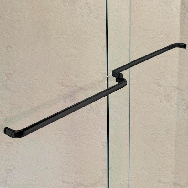 44-48 in. W x 72 in. H Double Sliding Semi Frameless Shower Door in Matte Black Finish with 5/16 in. (8mm) Clear Glass