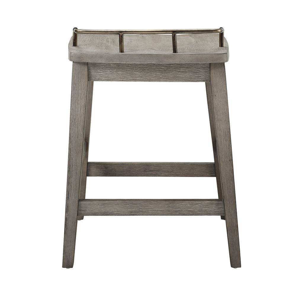 Rustic Gray Smokey Oak 27" Backless Saddle Counter Stool