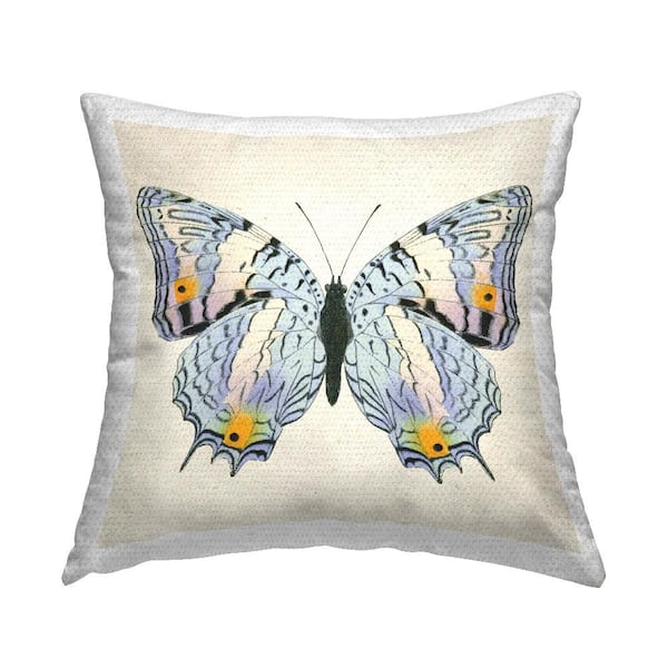 Butterfly with Yellow Details Blue Square Outdoor Throw Pillow