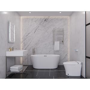 Chand Series 55 in. x 30 in. Flat Bottom Acrylic Freestanding Soaking Bathtub with Center Drain in Glossy White