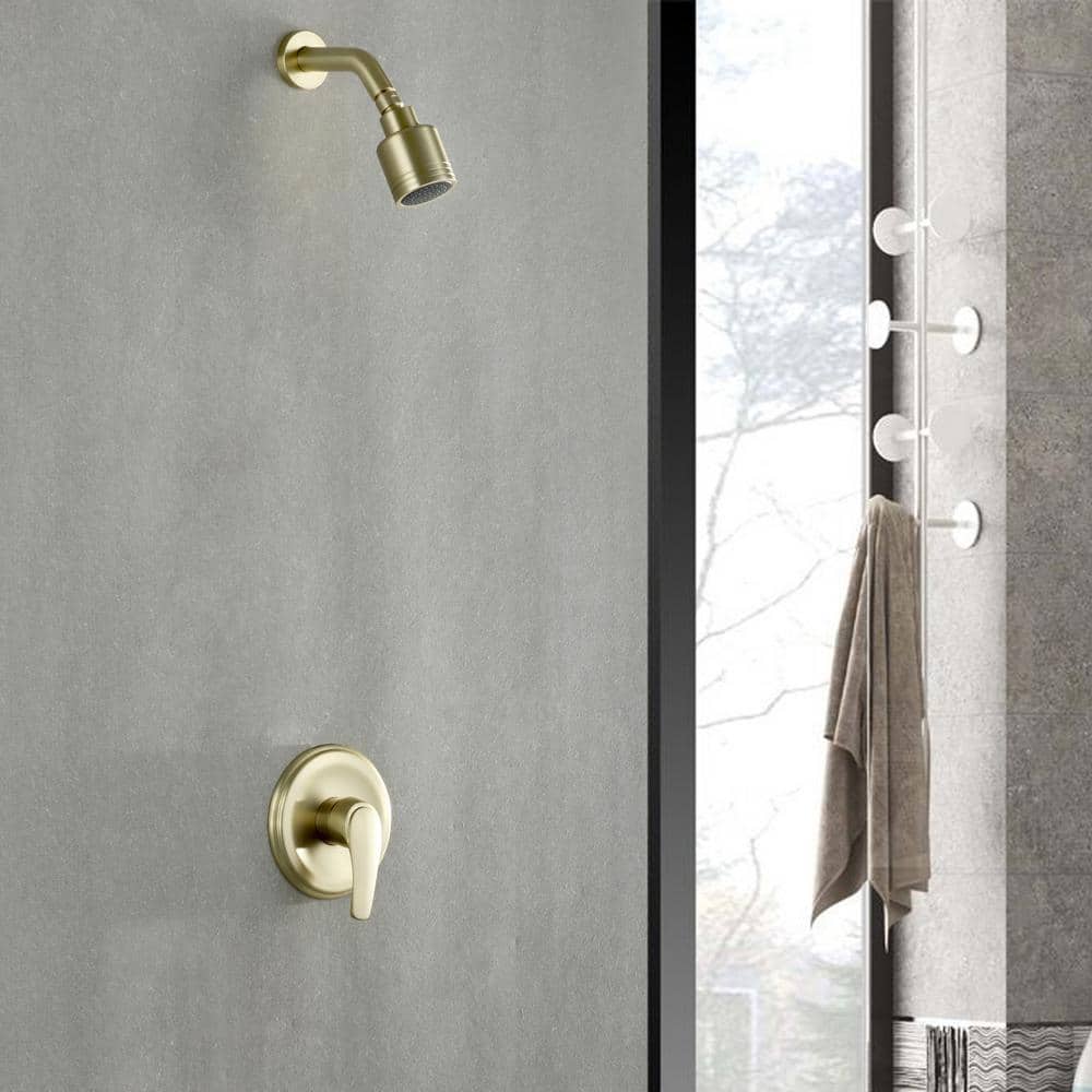 Brushed Gold Wall Mounted Rain Shower Faucet Set