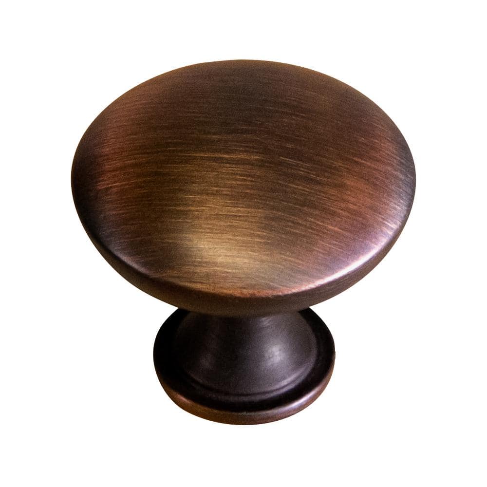 1.25-Inch Brushed Bronze Round Cabinet Knob with Mounting Hardware