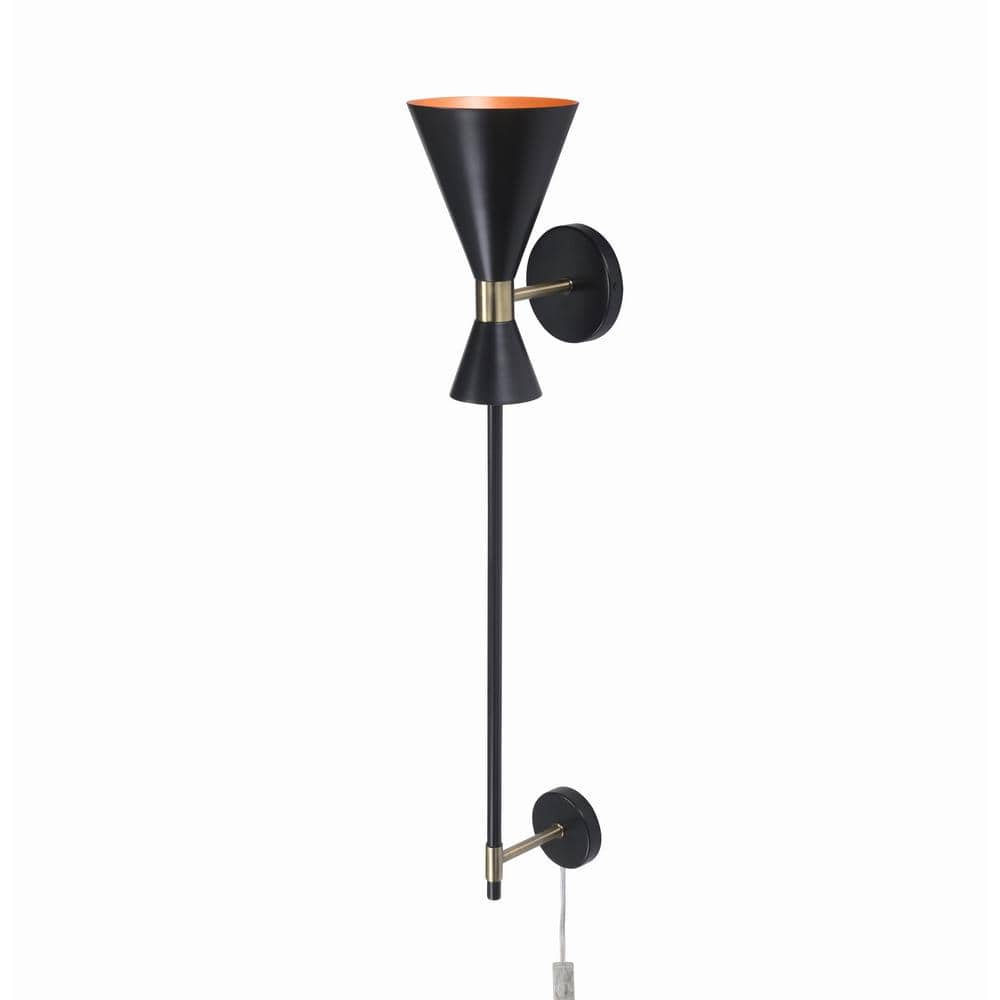 Hedgefield 1-Light Wallchiere Straight Shade Black and Antique Brass Wall Sconce price history on PriceWatchPro