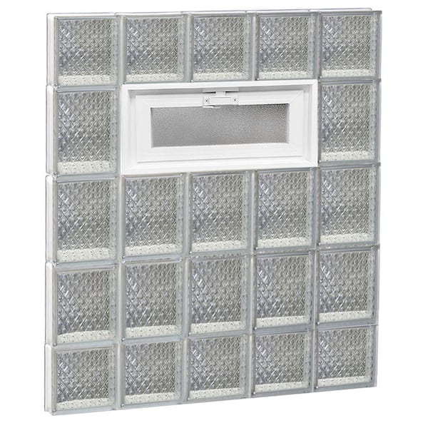 Clearly Secure 28.75 in. x 34.75 in. x 3.125 in. Frameless Diamond Pattern Vented Glass Block Window