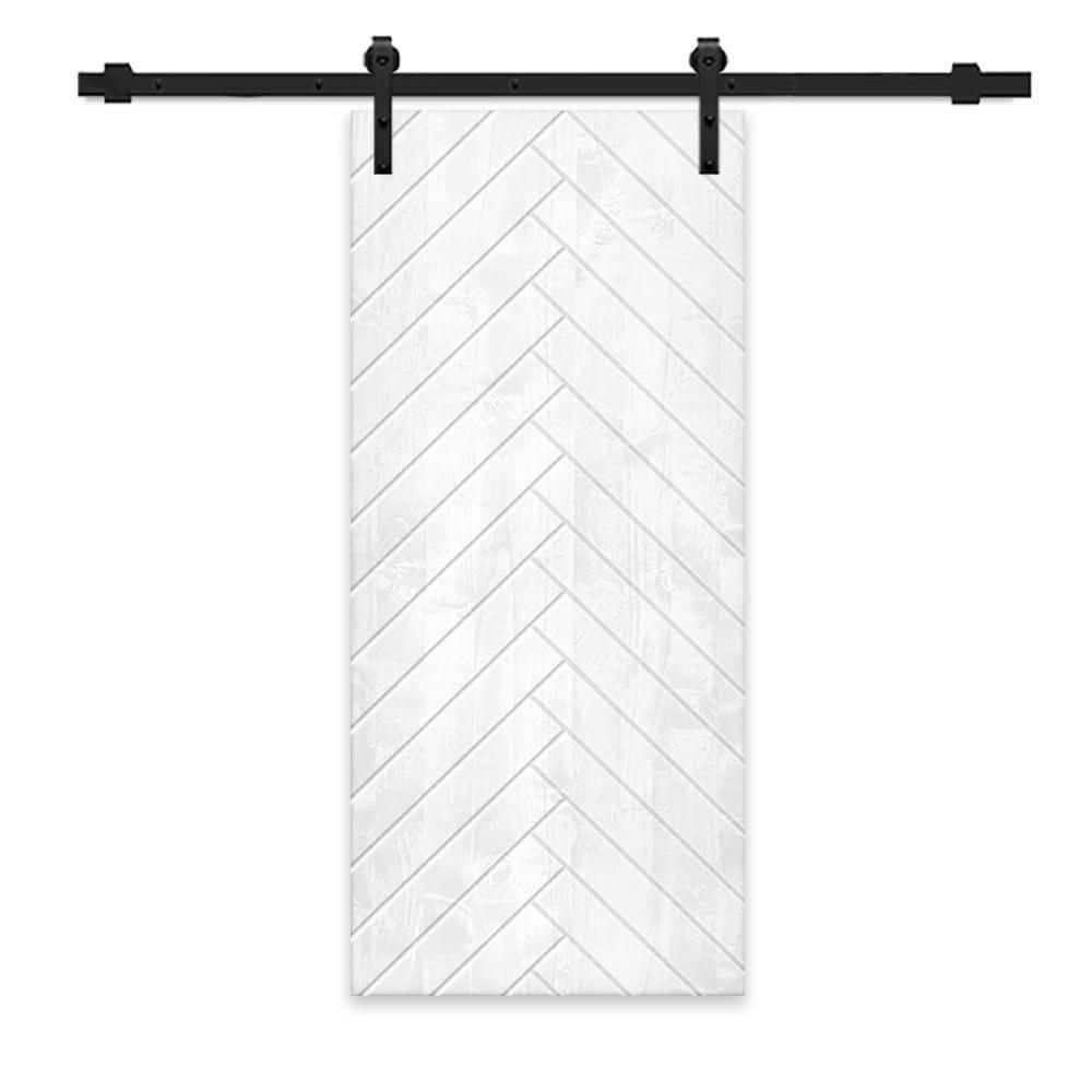 30 in. x 84 in. White Stained Pine Wood Modern Interior Sliding Barn Door with Hardware Kit price history on PriceWatchPro