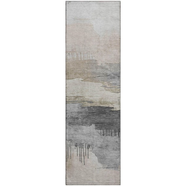 Mayfield Premium Machine Washable Abstract AMF1880 Ivory 2 ft. 3 in. x 7 ft. 6 in. Runner Rug