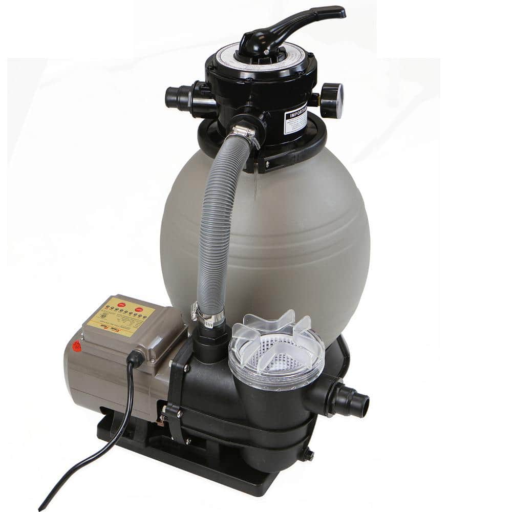 13" Gray Polymeric Sand Filter Pump with Timer for Above Ground Pools