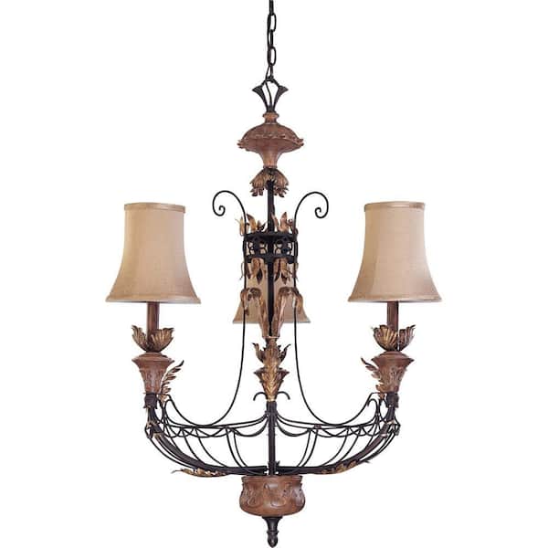 Glomar Verdone 3 Light Chandelier With Fabric Shade-DISCONTINUED