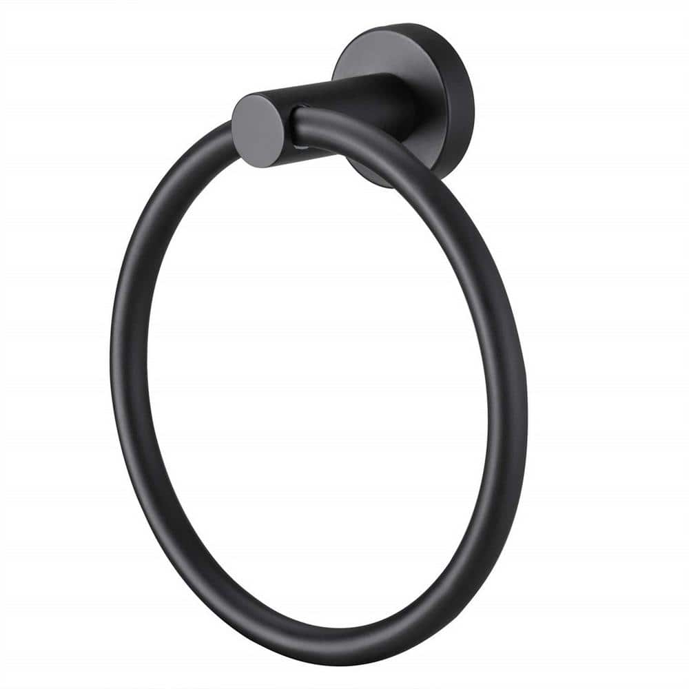 Wall Mounted Round Stainless Steel Towel Ring Towel Storage Hanger in Black