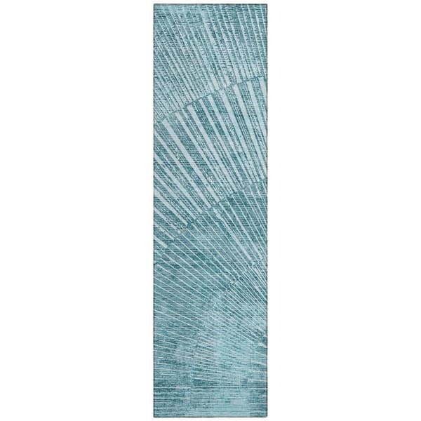 Chantille ACN542 Teal 2 ft. 3 in. x 7 ft. 6 in. Machine Washable Indoor/Outdoor Geometric Runner Rug