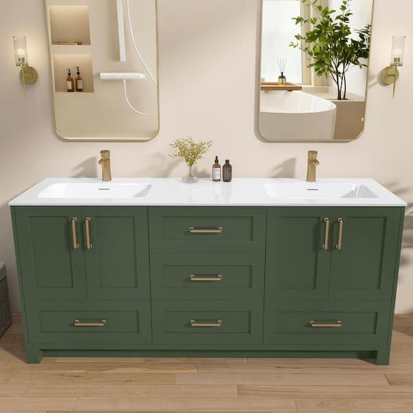 Zeafive 72 in. W x 22 in. D Solid Surface Vanity Top in Pure White