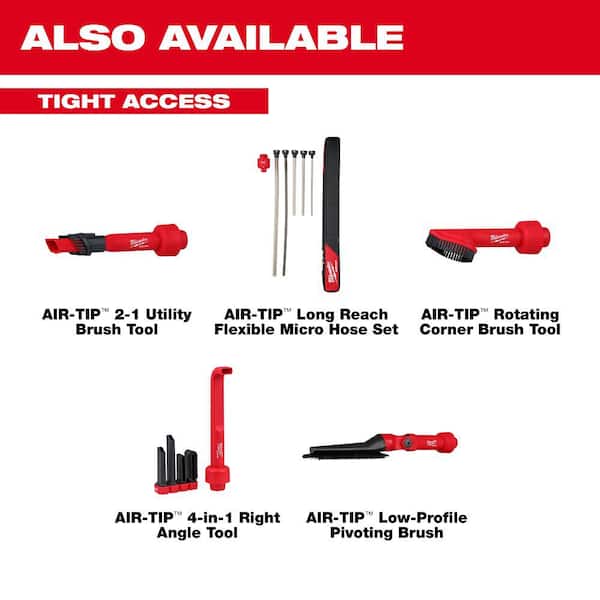 Milwaukee - AIR-TIP 1-1/4 in. - 2-1/2 in. Rotating Corner Brush Tool Wet/Dry Shop Vacuum Attachment (1-Piece)