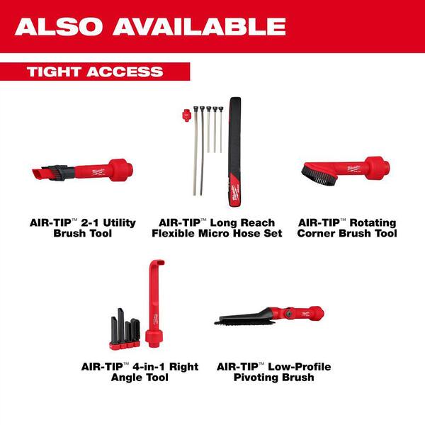 Milwaukee - AIR-TIP 1-1/4 in. - 2-1/2 in. 2-IN-1 Utility Brush Power Tool Attachment for Wet/Dry Shop Vacuum (1-Piece)
