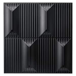Black 19.7 in. x 19.7 in. PVC 3D Wall Panel Interior Wall Decor 3D Textured Wall Panels Pack 12 Tile (32 sq. ft./Case)