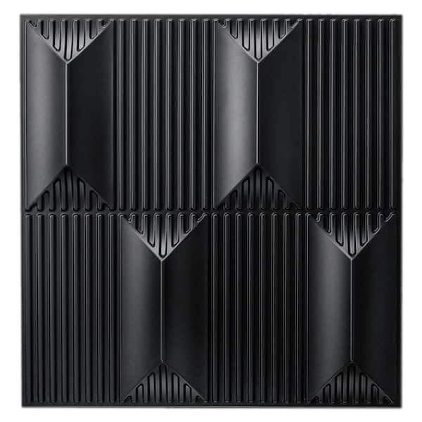 Art3dwallpanels Black 19.7 in. x 19.7 in. PVC 3D Wall Panel Interior Wall Decor 3D Textured Wall Panels Pack 12 Tile (32 sq. ft./Case)