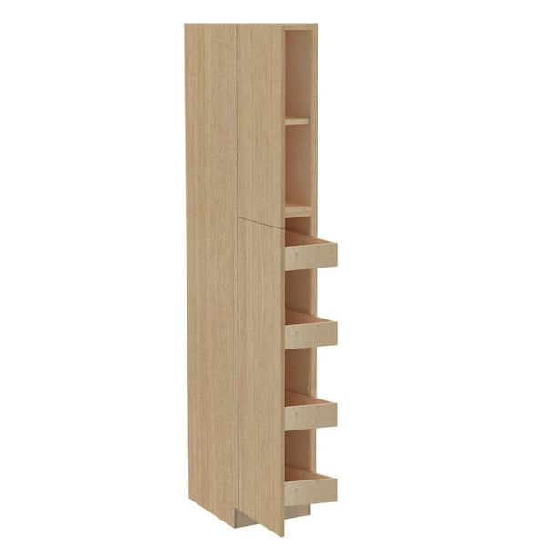 Hargrove 18 in. W x 24 in. D x 90 in. H Assembled Plywood Pantry Kitchen Cabinet in Vanguard Oak with 4ROT Soft Close LH