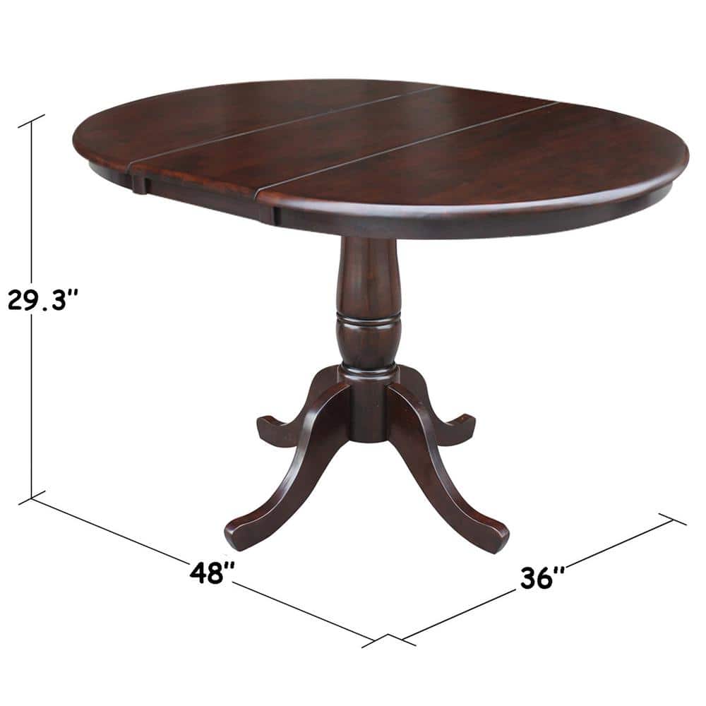 Farmhouse Round Extendable Dining Table in Rich Mocha Wood