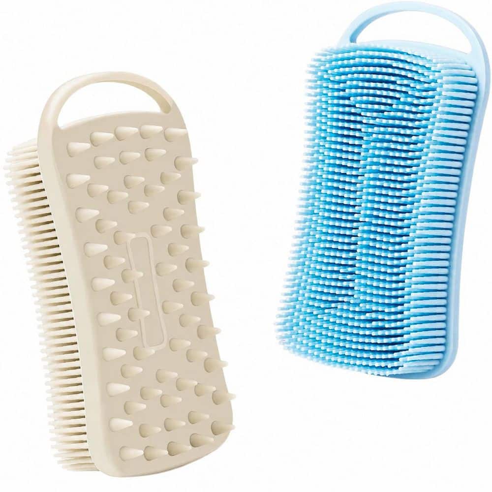 2-Piece Silicone Body Scrubber Shower Brush Set with Hair Scalp Massager Grey Blue price history on PriceWatchPro
