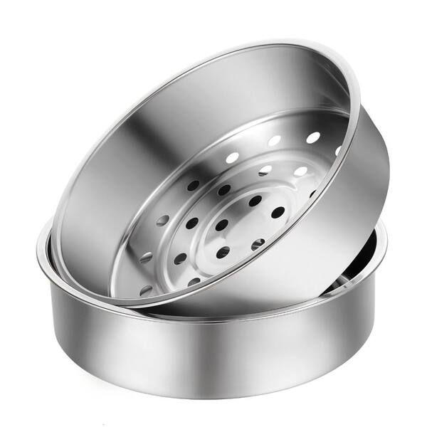 2-Pack Stainless Steel Round Steamer Basket Insert, 8.5 in. Diameter, Stackable, Multi-Stove Compatible
