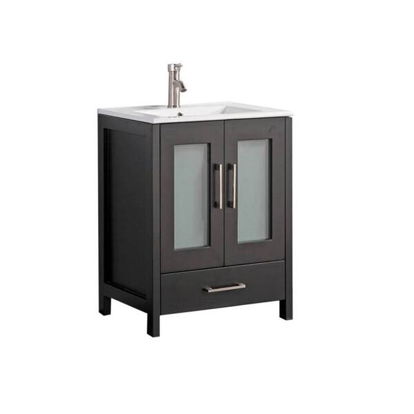 MTD Vanities Arezzo 36 in. W x 18 in. D x 36 in. H Vanity in Espresso with Porcelain Vanity Top in White with White Basin