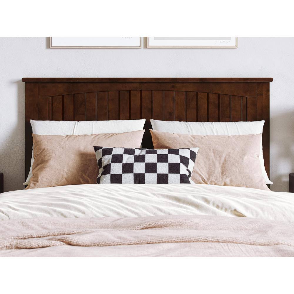 AFI Nantucket Full Solid Wood Panel Headboard with Attachable Charger, Walnut