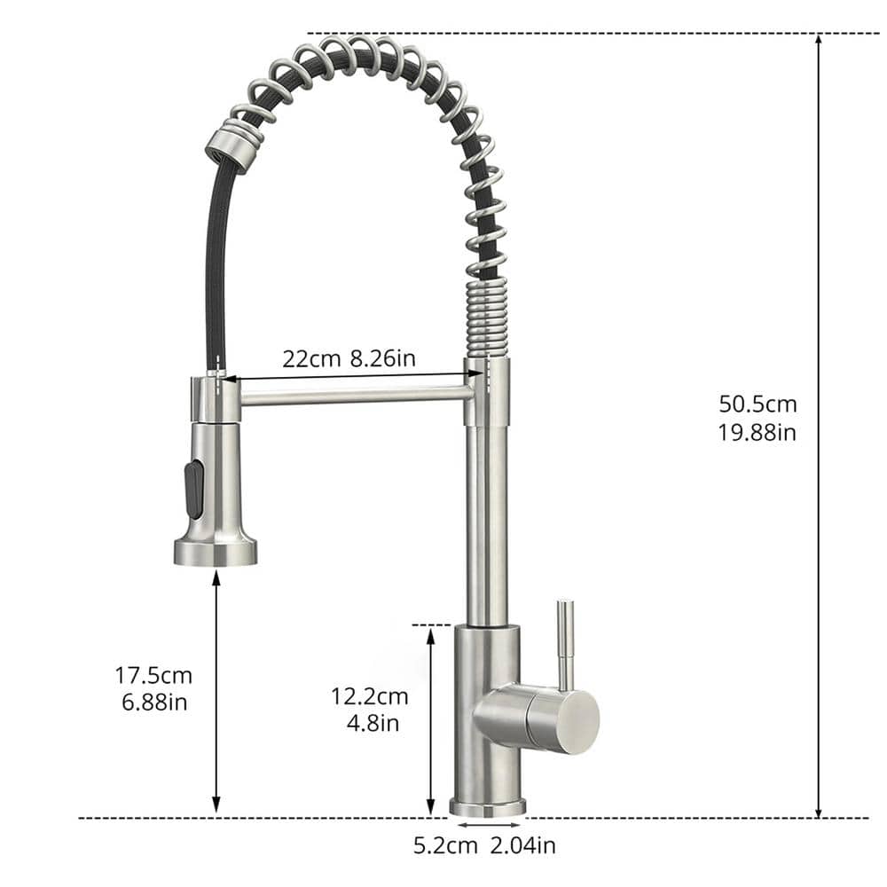 Brushed Nickel High Arc Single Handle Kitchen Faucet with Pull-out Spray