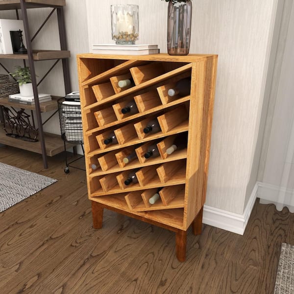Litton Lane 30-Bottle Brown Standing Wine Rack