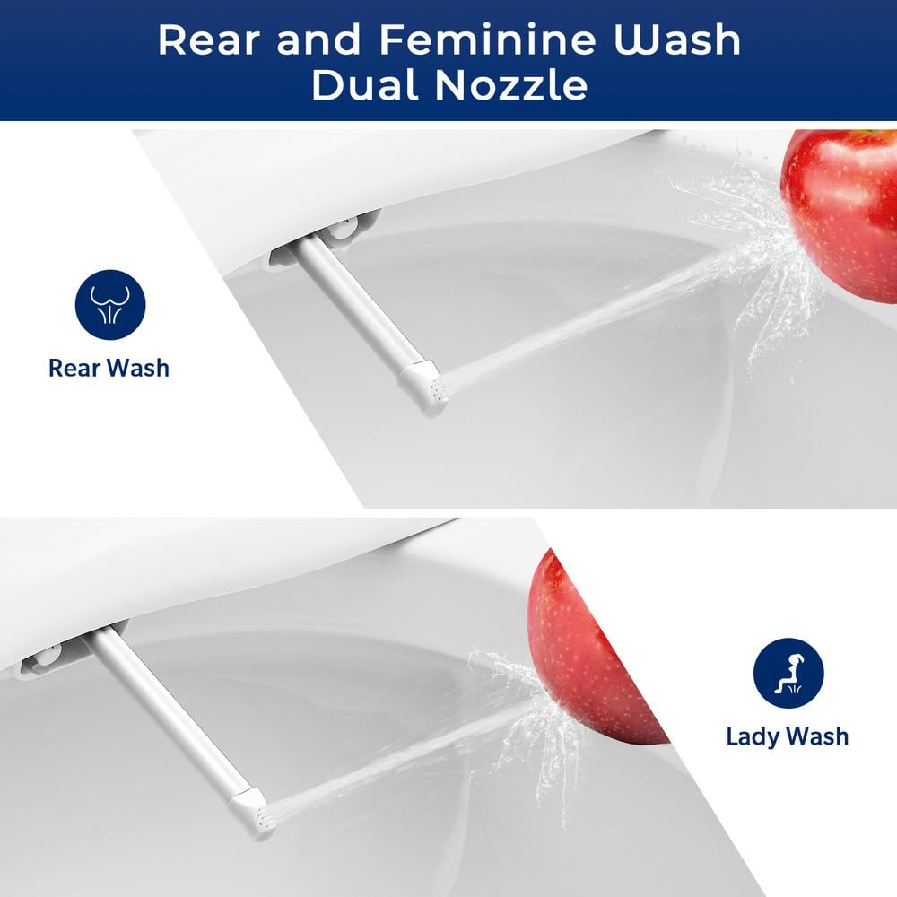 White Non-Electric Bidet Toilet Seat with Dual Nozzles