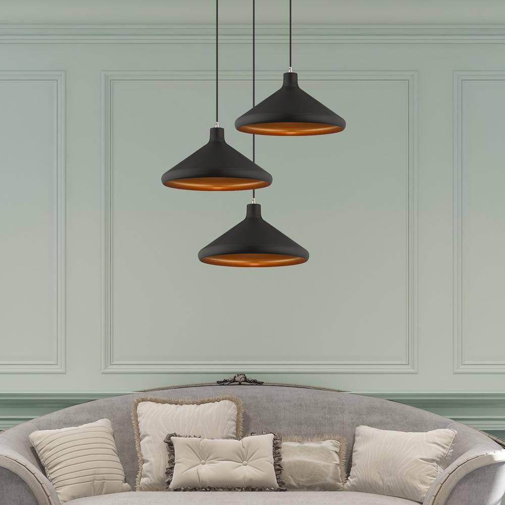 Black and Gold Aluminum Mini Pendant Light
