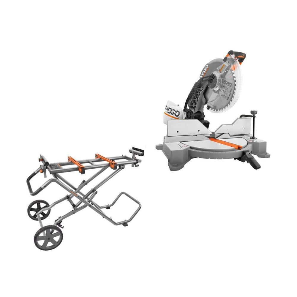 RIDGID 15 Amp Corded 12 in. Dual Bevel Miter Saw with LED and Universal ...