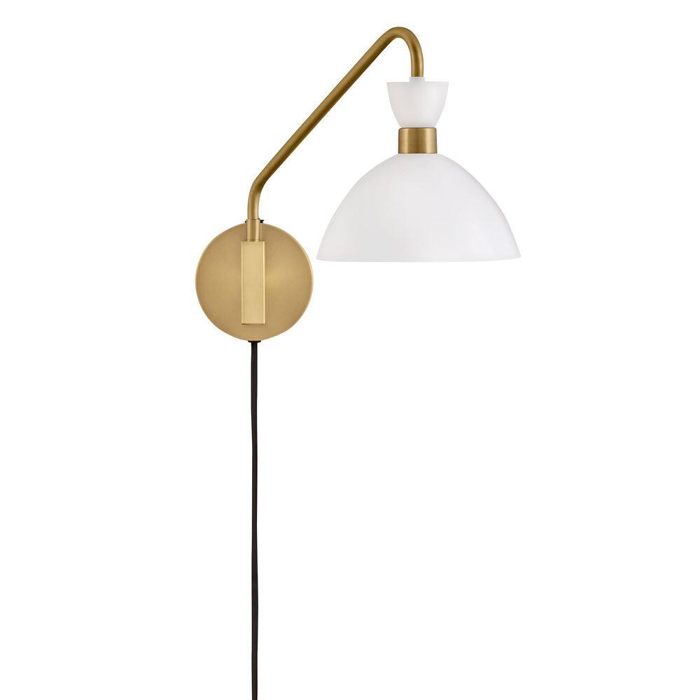 Simon Matte White & Heritage Brass Adjustable 1-Light Sconce