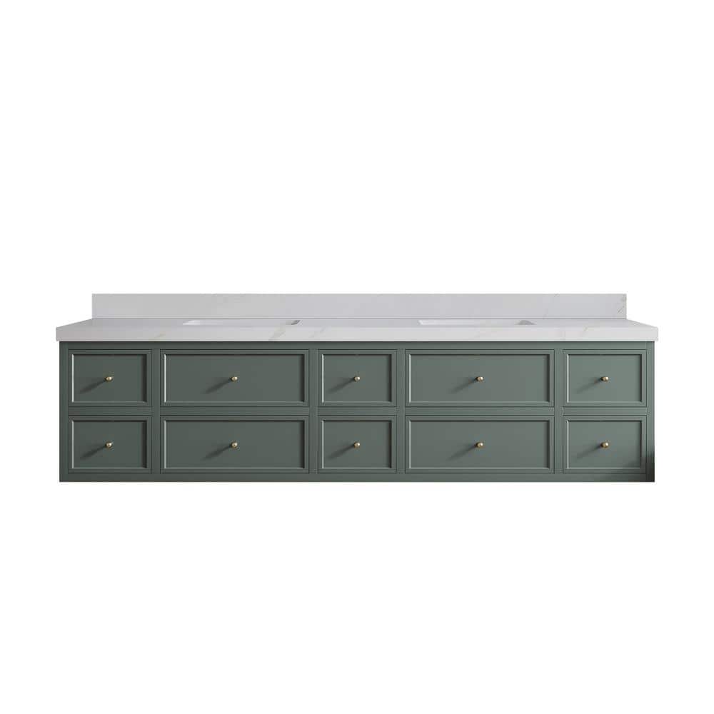 Roswell 84 in. W x 22 in. D x 36 in. H Double Sink Bath Vanity in Pewter Green with 2 in. Calacatta Sienna qt. Top price history on PriceWatchPro