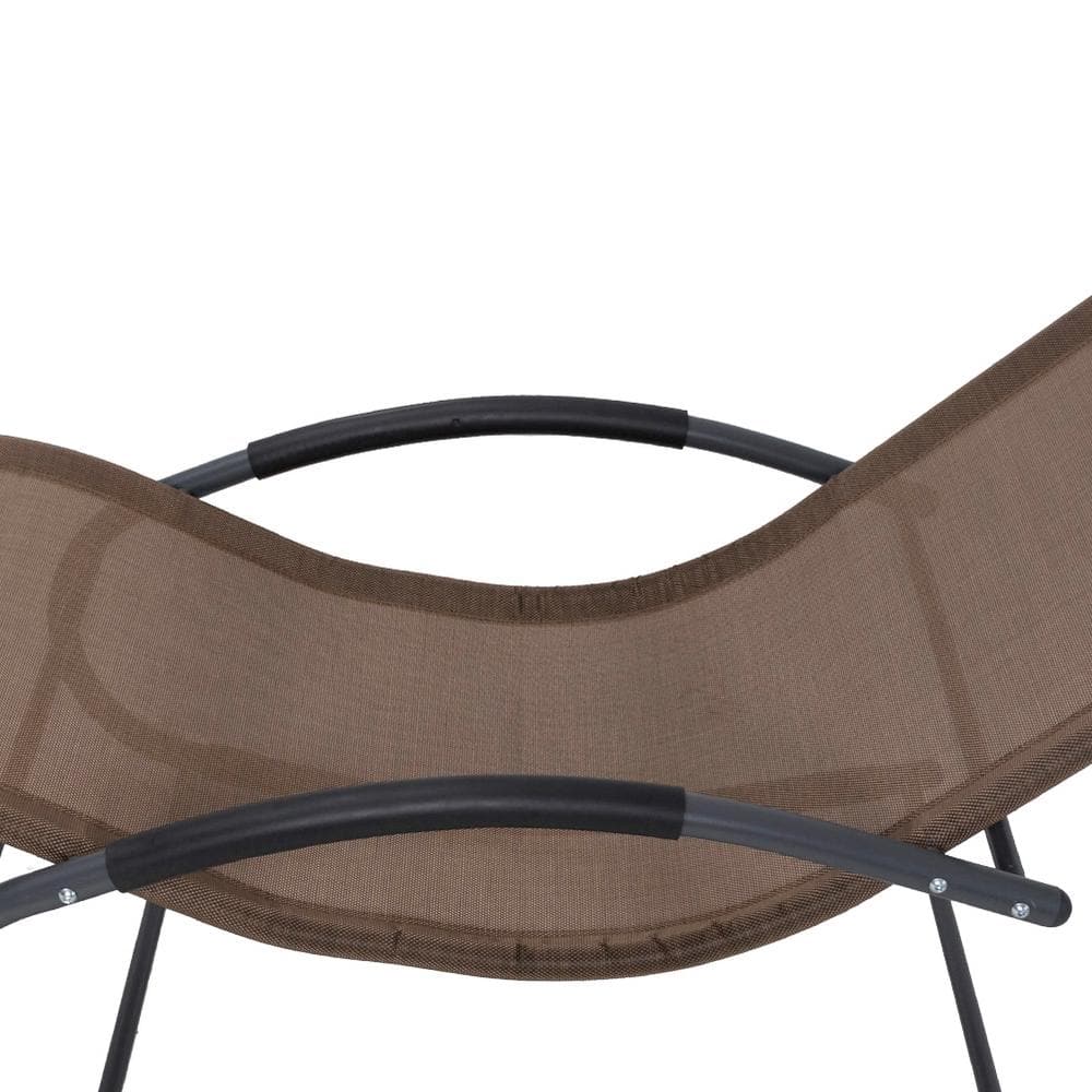 Curved Rocker Chaise Lounge with Cushioned Arms in Brown