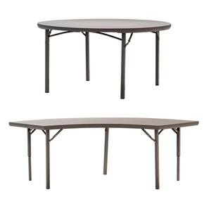72 in. Brown Plastic Folding Banquet Tables (Set of 5)