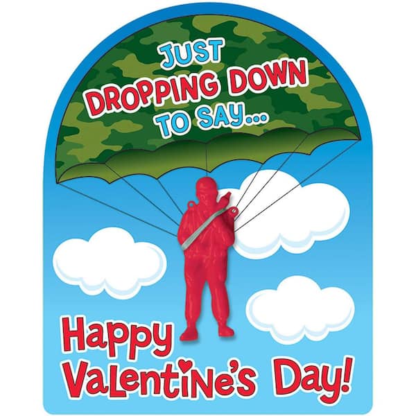 Amscan 12.8 in. Valentine's Day Card with Paratroopers (12-Count, 6-Pack)