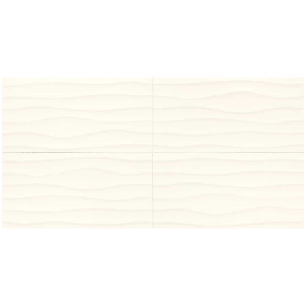 Westover White Wavy 12 in. x 24 in. Glazed Ceramic Wall Tile (15.52 sq. ft.