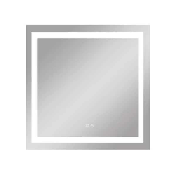 KeonJinn 36 in. W x 36 in. H Rectangular Frameless Anti-Fog LED Mirror Wall Mount Bathroom Vanity Mirror