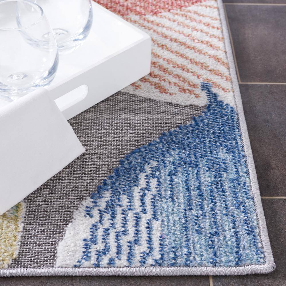Beige and Grey Floral Synthetic 8' x 10' Reversible Area Rug