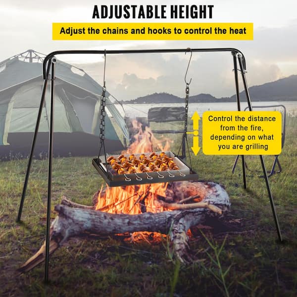 Camping Tripod Board Cooking Campfire Grill Pot Holder Hook Picnic Open Fire 