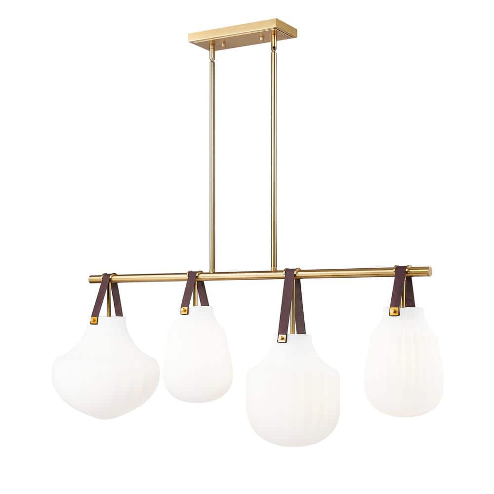 Newbury 4-Light in Modern Gold Linear Chandelier with no bulbs included