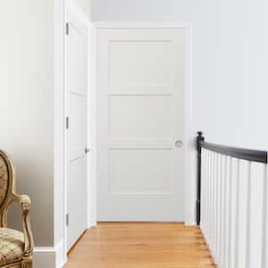 36 in. x 80 in. Birkdale White Paint Left-Hand Smooth Solid Core Molded Composite Single Prehung Interior Door