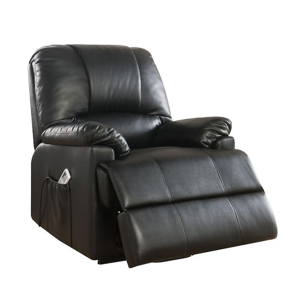 Benjara Black Leatherette Power Lift Recliner with Massage Function