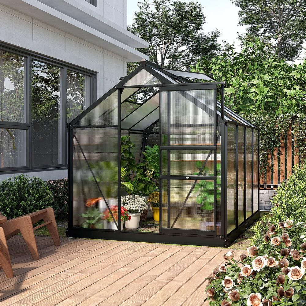 Large Black Aluminum Frame Walk-In Greenhouse
